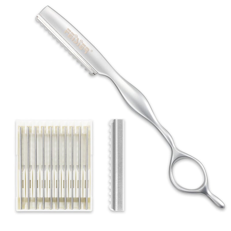 FEISIER Stainless Steel Hair Thinning Styling Razors for Cutting Hair, Texturizing Cutting Razor for Salon and Home,10 PCS Sharp Blades Included - Image 1
